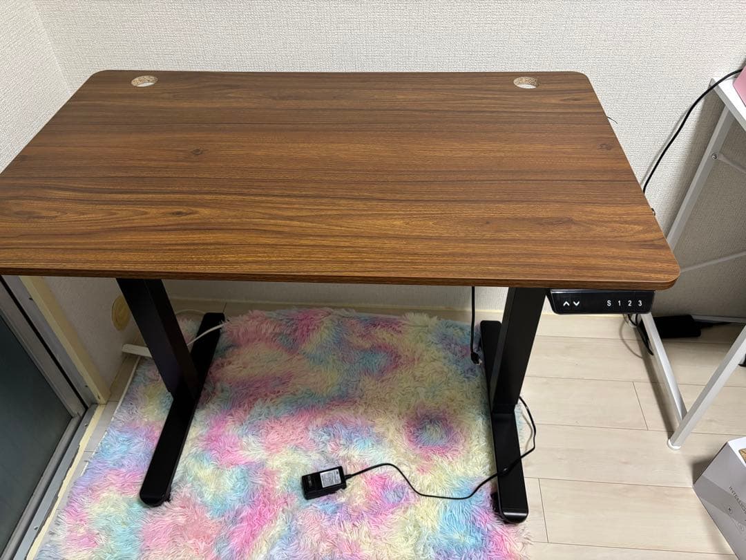 電動昇降デスク ブラウン 中型
