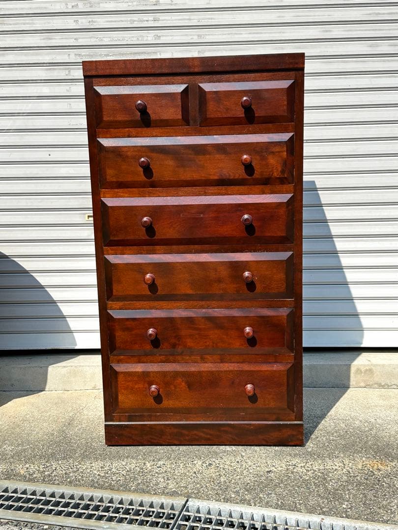 松本民芸家具　チェスト　特注サイズ　細身　D型整理タンス　箪笥　小引出