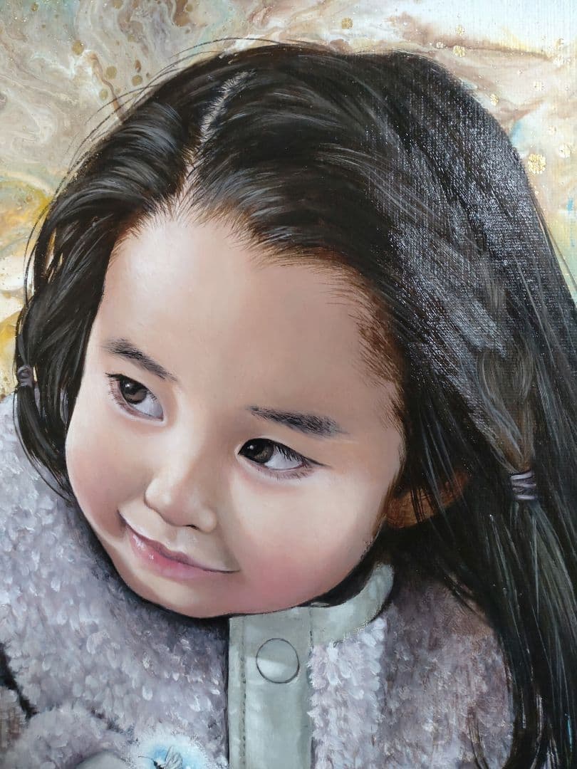 油絵/人物画【雪虫】1点物の原画◆作者サイン入り/F8号キャンバス