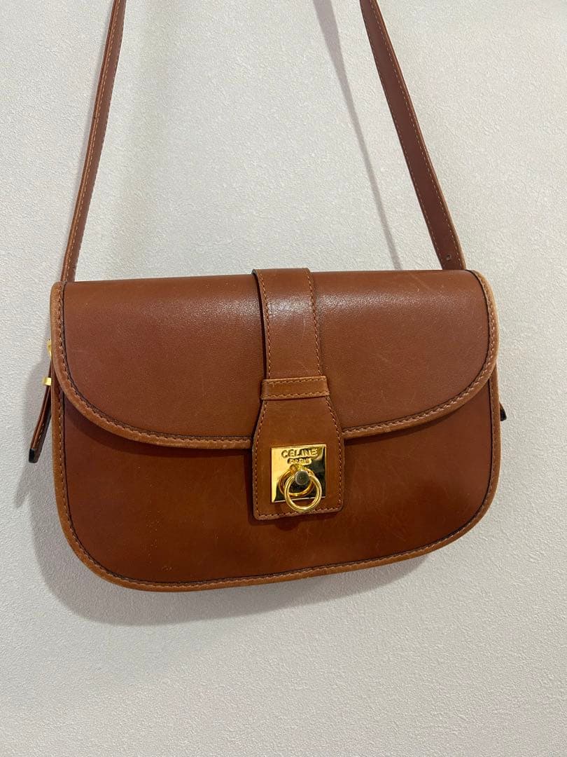 即配送！オールド CELINE ショルダーバッグ ブラウン