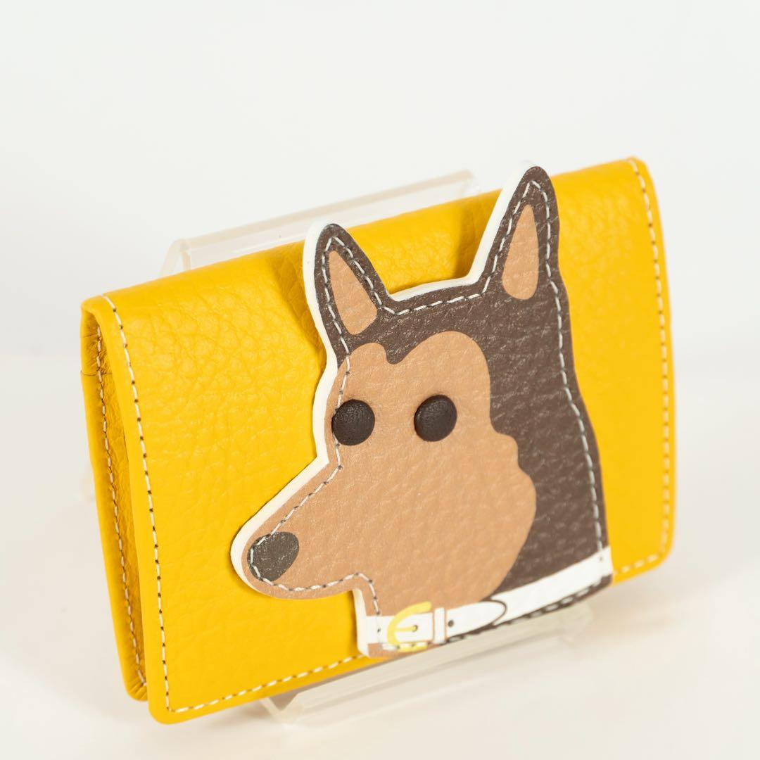 【未使用級✨】キタムラ 犬 箱付き ケース シボ レザー イエロー