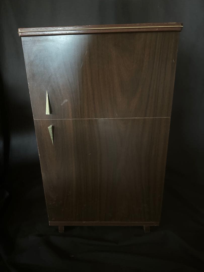 アンティーク 木製 レコード キャビネット ダークブラウン 仕切り付き