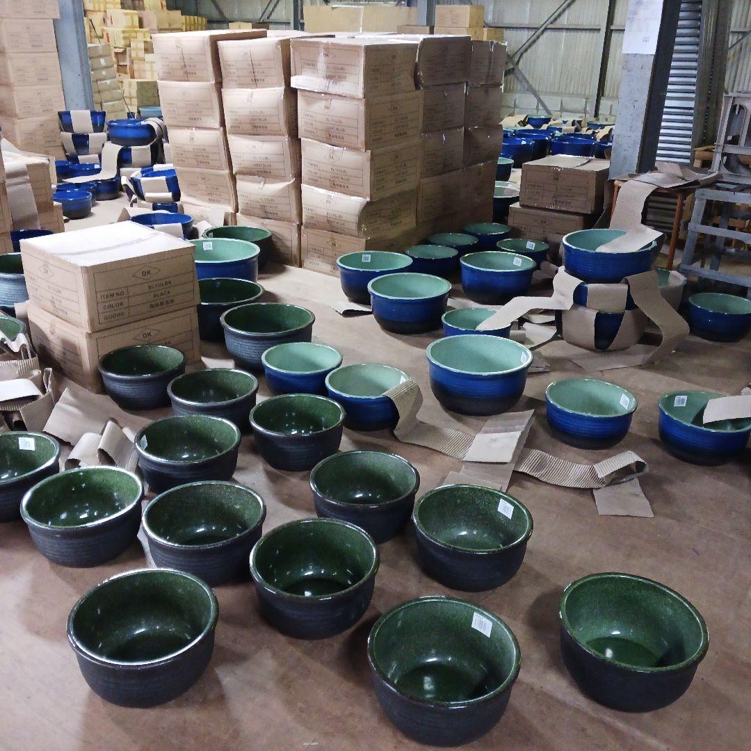 新品　特大50　陶器　睡蓮鉢　メダカ鉢　難有　ラリマーブルー　スカイブルーLWC