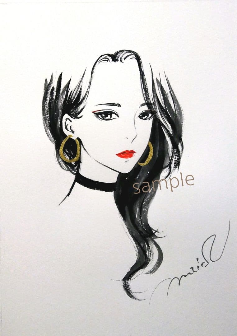 専用　原画　絵画　水彩画　ドローイング　美人画