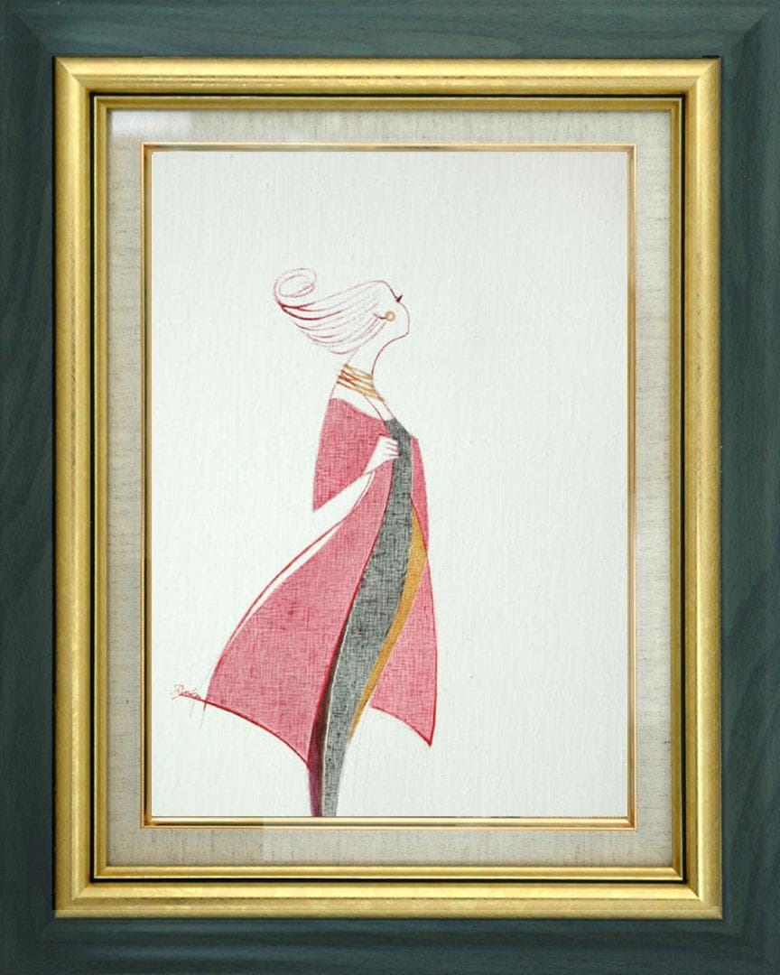 油絵 菅家令子 絵 絵画 インテリア 額付(黒) F4-080614 人物 女性