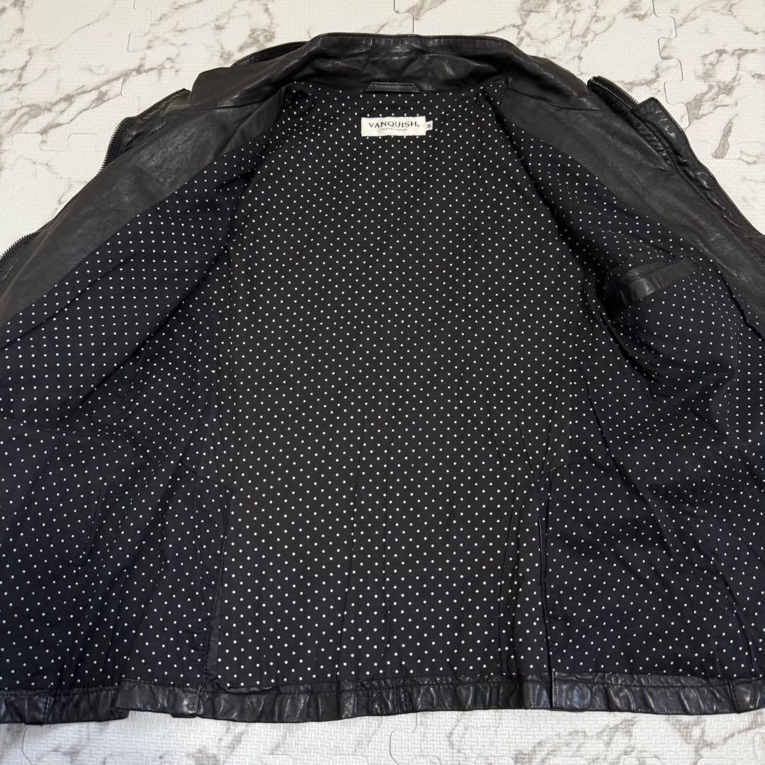美品✨ VANQUISH レザーシングルライダースジャケット S ブラック