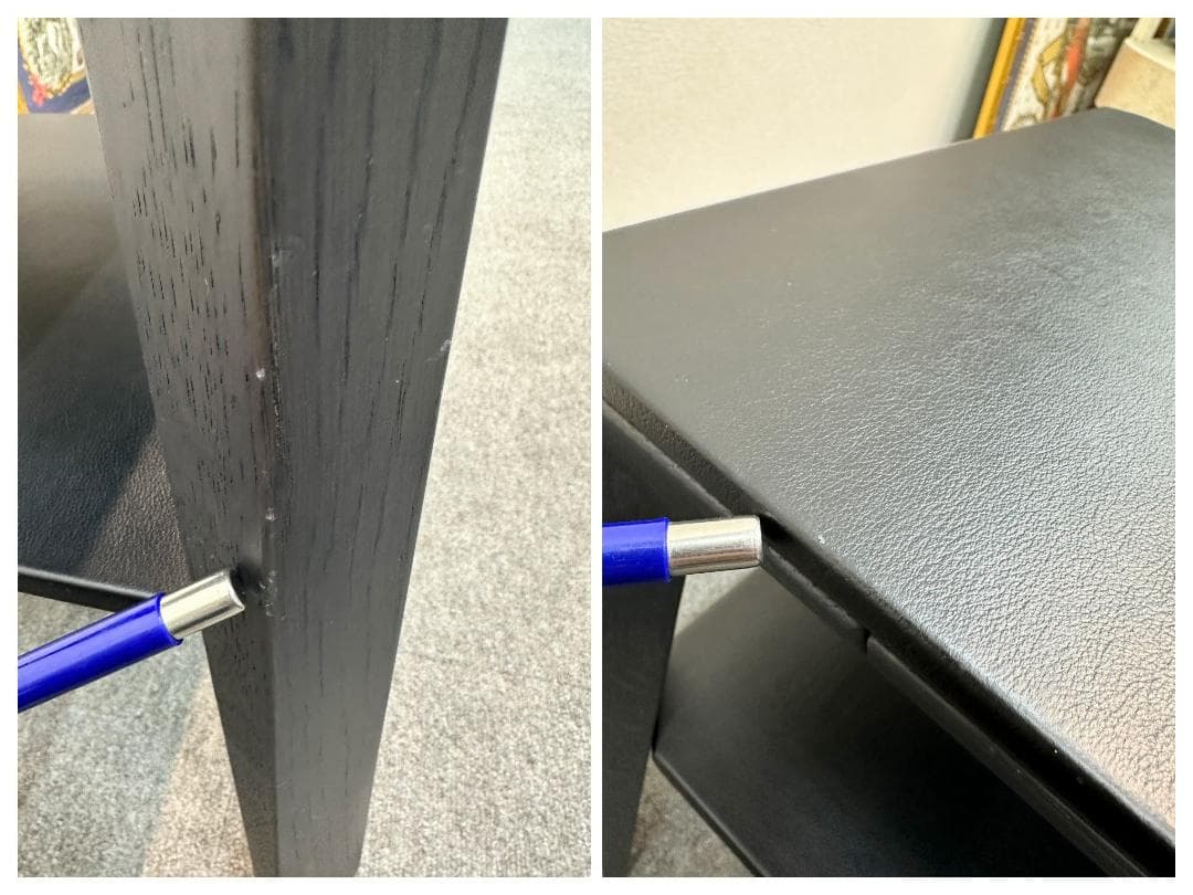 ■アルフレックス■モンテベロ　サイドテーブル　天板革張り込み仕様＆棚板付き