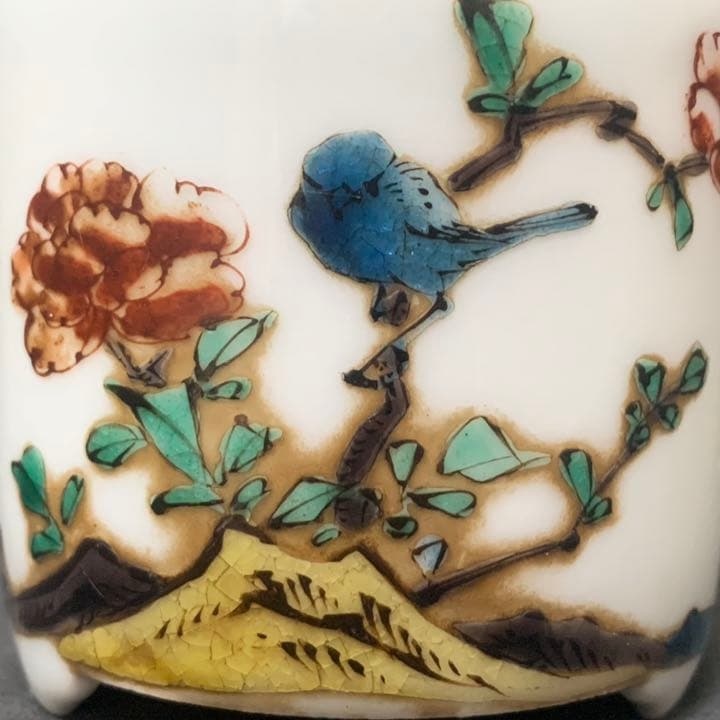 名品　時代　色絵磁器　江戸初期　古九谷　色絵　花鳥香炉　香炉　古伊万里焼