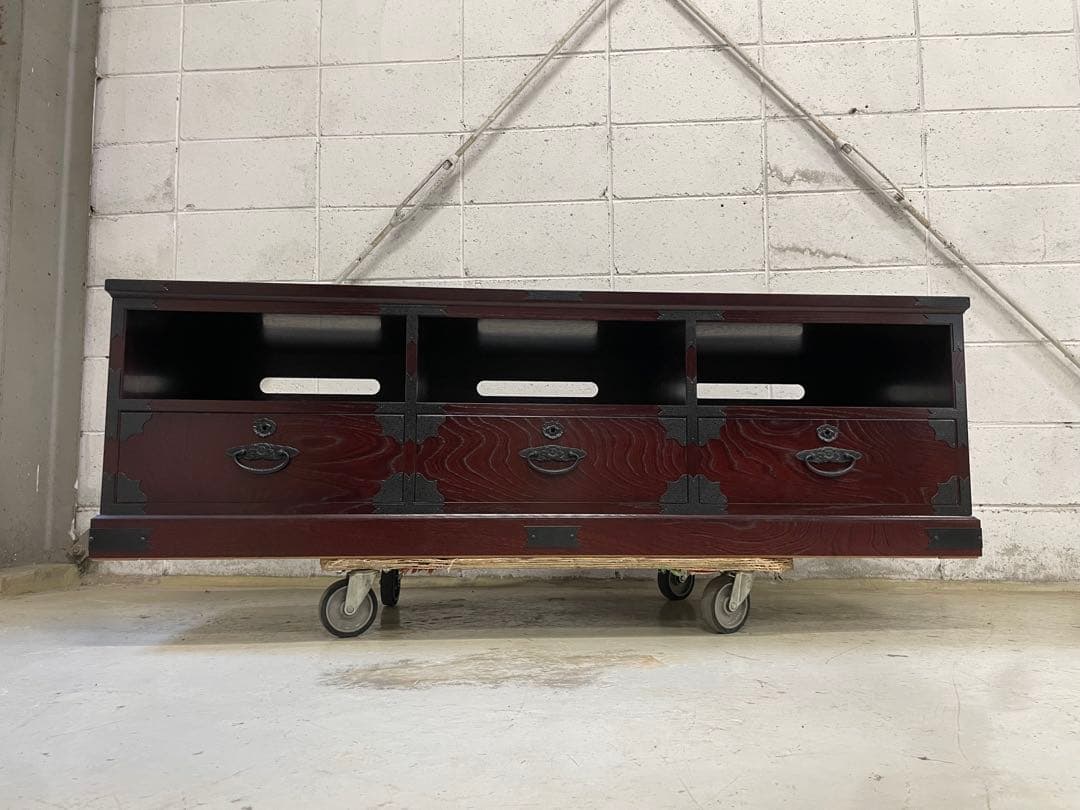 【豪華】民芸TVボード 150cm幅 高級ケヤキ材 民芸家具 テレビ台