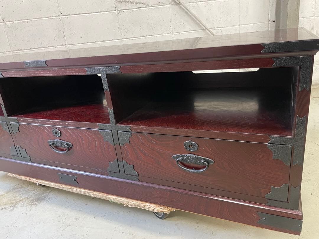 【豪華】民芸TVボード 150cm幅 高級ケヤキ材 民芸家具 テレビ台