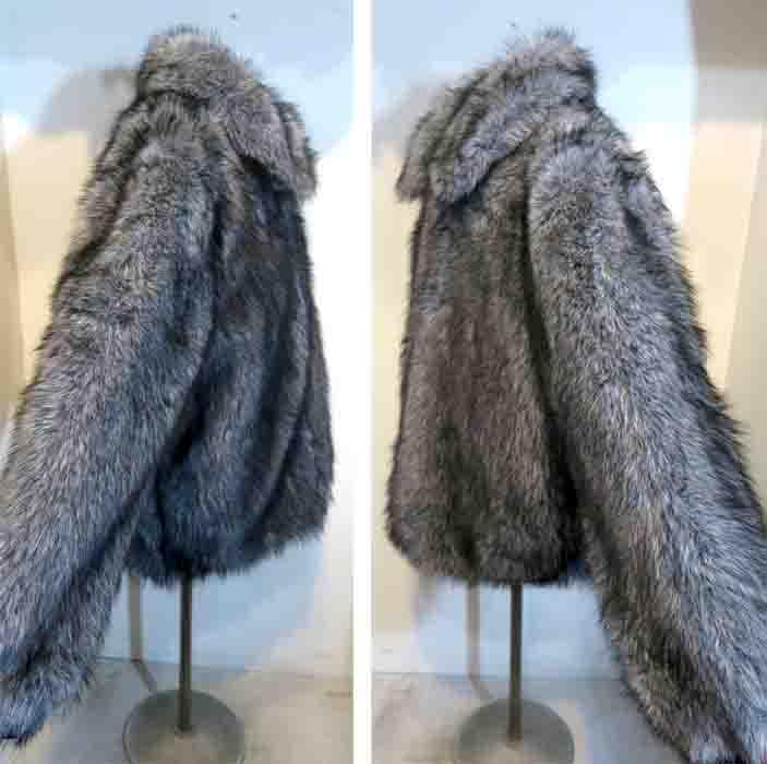 S ファー ブルゾン ジップアップ 大きな襟 グレー ロック ロカビリー V系