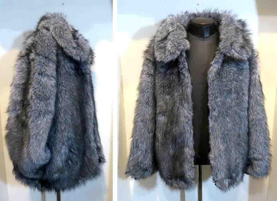 S ファー ブルゾン ジップアップ 大きな襟 グレー ロック ロカビリー V系