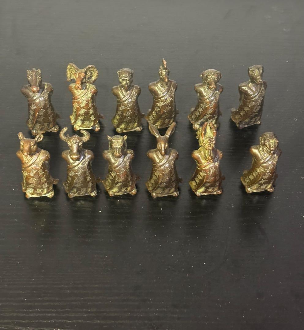 銅製品　十二支 金属製彫刻 12体セット