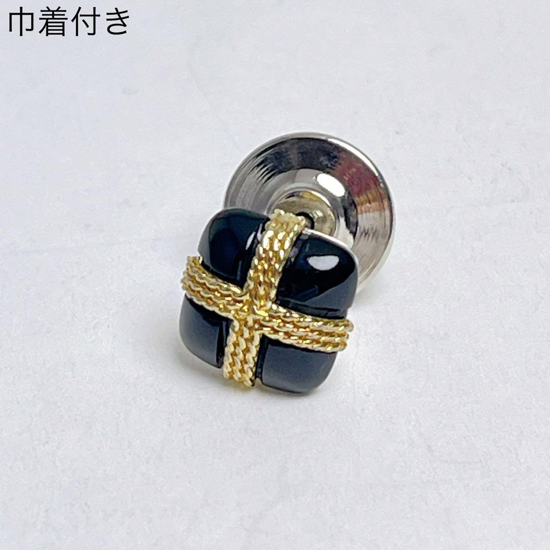 ティファニー　スクエア オニキス　コンビ　ピンブローチ　ピンズ　925 750
