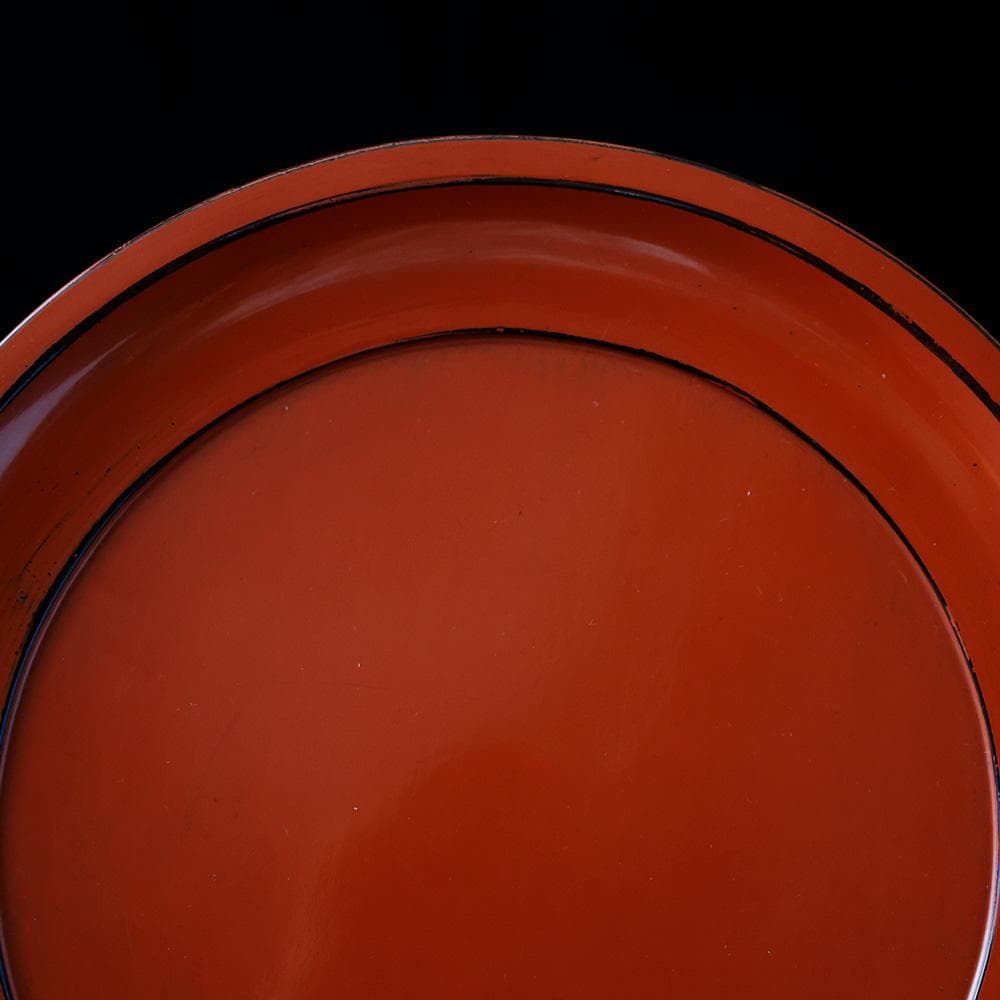 時代年代物 根来塗 丸盆 直径約25cm 時代箱 藍染 根来盆 煎茶盆 木製漆器