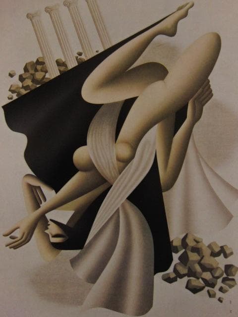 東郷青児、アクロポリス、希少な大判額装用画集より、新品高級額装付