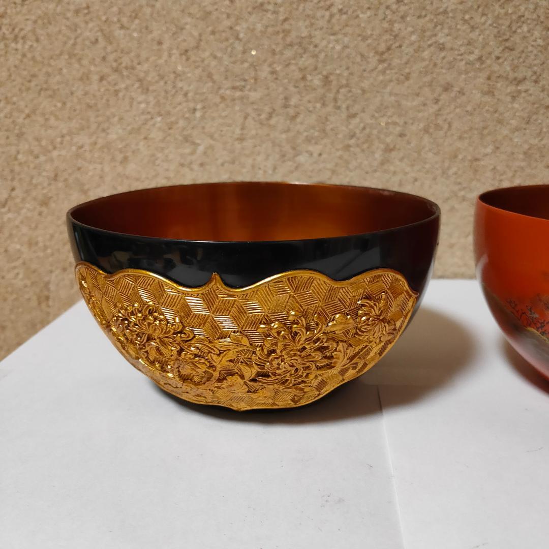 蒔絵茶碗　漆器　木のお茶道具　抹茶碗　抹茶茶碗　骨董　茶道　茶道具　アンティーク