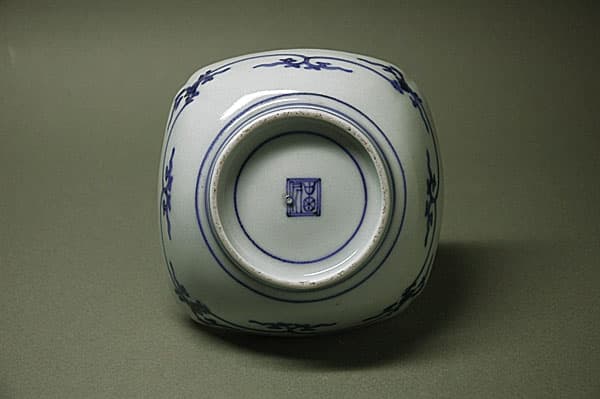 藍柿 雲龍の図 四方小皿