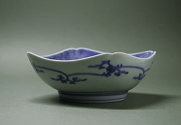 藍柿 雲龍の図 四方小皿