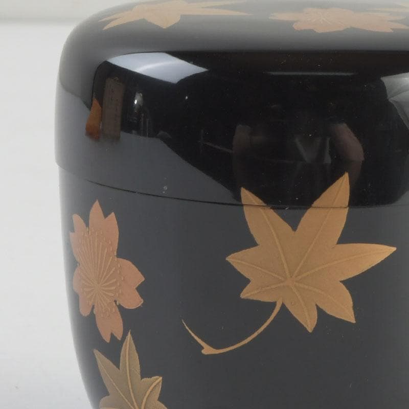 茶道具　山中塗　中村宗悦作　雲錦蒔絵　中棗　共箱　V　9300