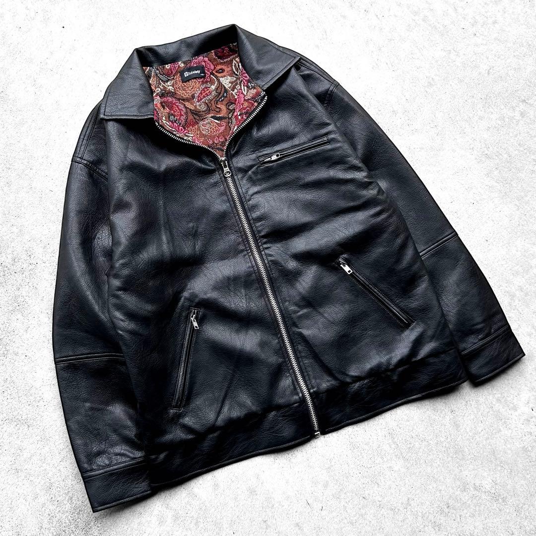 専用！未使用級 最新 Subciety 裏地 ペイズリー柄 レザージャケット