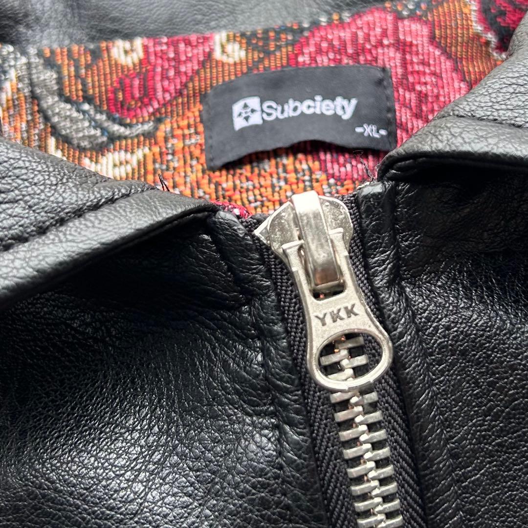 専用！未使用級 最新 Subciety 裏地 ペイズリー柄 レザージャケット