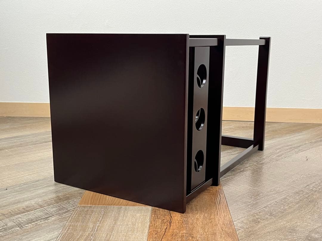 溜塗 壺々透かし 二重棚 紙箱 茶道具 組立式 ツボツボ