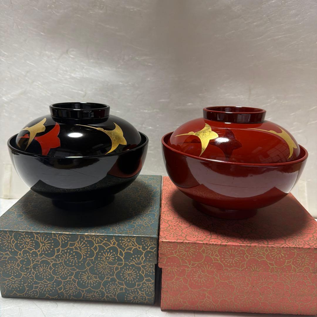 漆器 椀 黒と赤