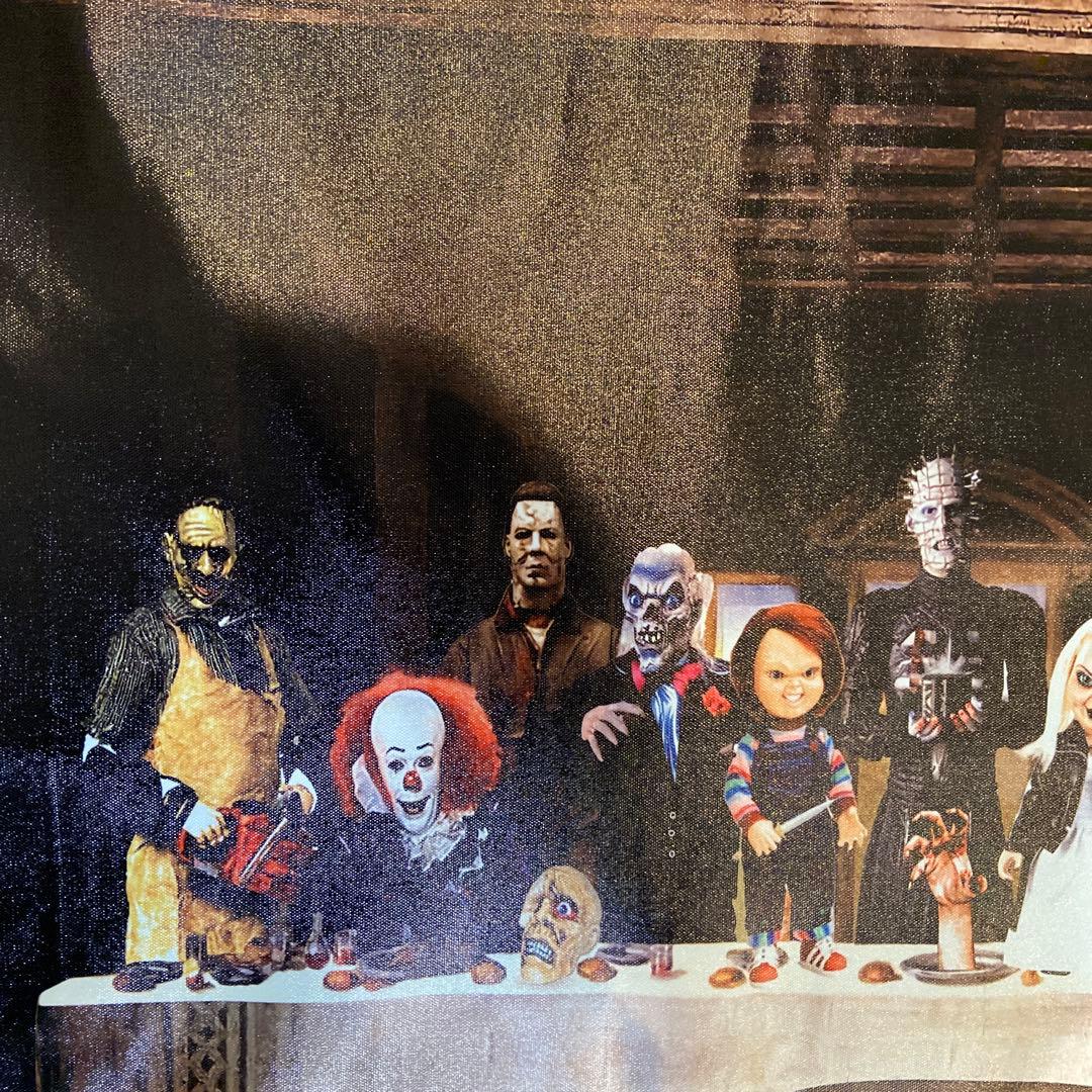 海外有名ホラー映画　全員集合布ポスター　ジェイソン　チャッキー　フレディ