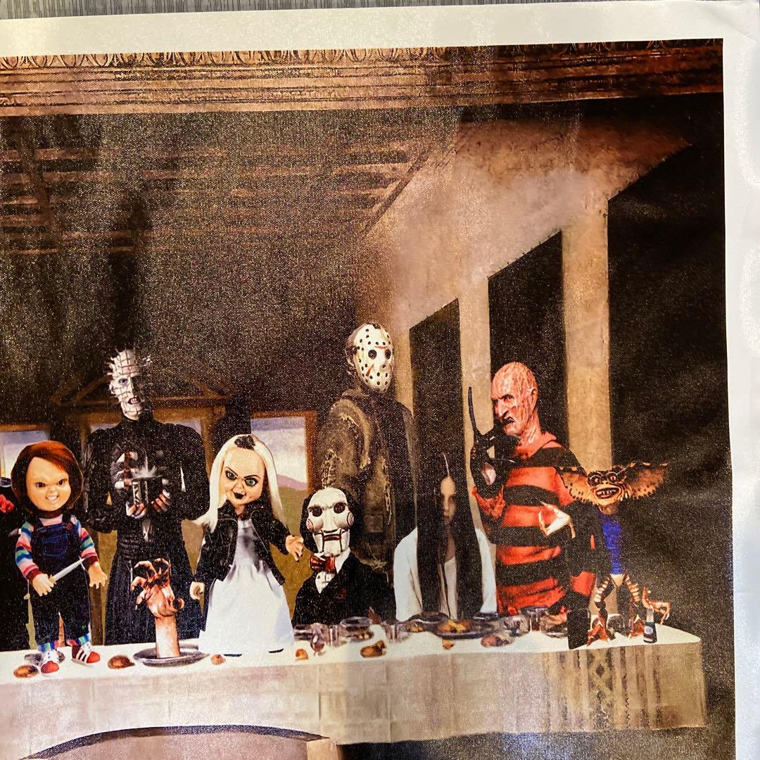 海外有名ホラー映画　全員集合布ポスター　ジェイソン　チャッキー　フレディ