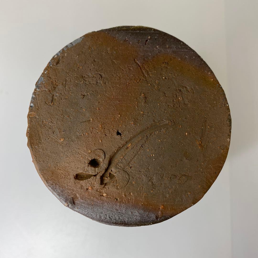 藤原啓　備前筒花入C 共箱　高さ約21.5㎝　タエサ　東さ7-0609②