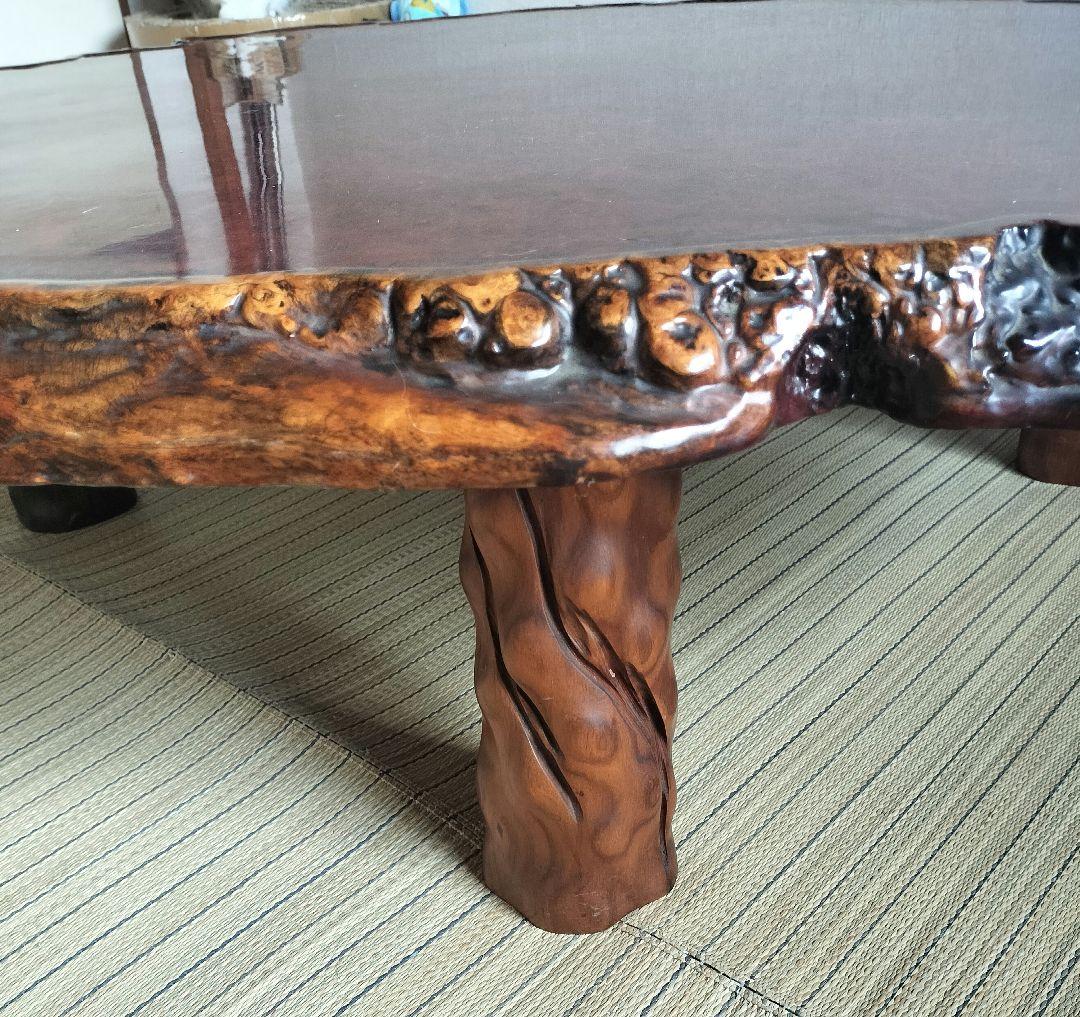 高級 花梨 大 テーブル 座卓 一枚板 瘤 昭和レトロ