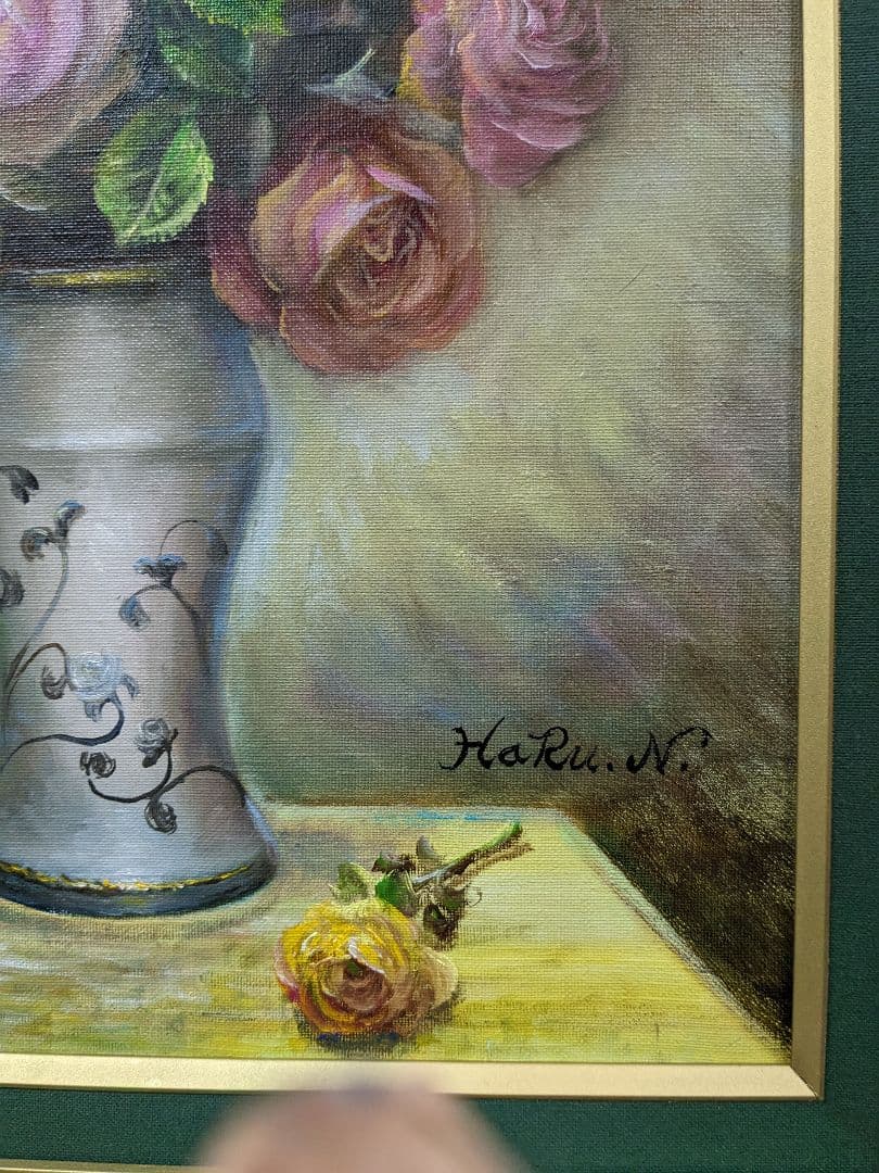 画家haru　油彩画☆F６号★薔薇★　真作、原画、一点物。