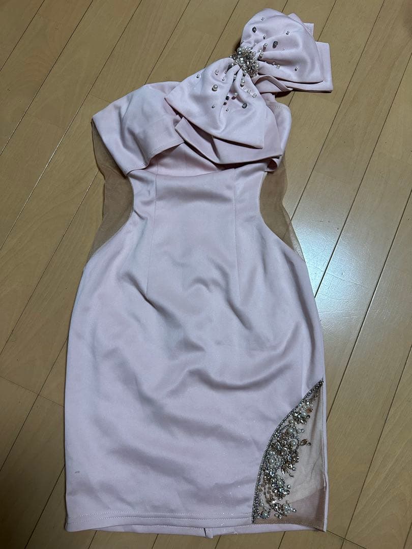 Angel Rビジュー付きピンクタイトドレス