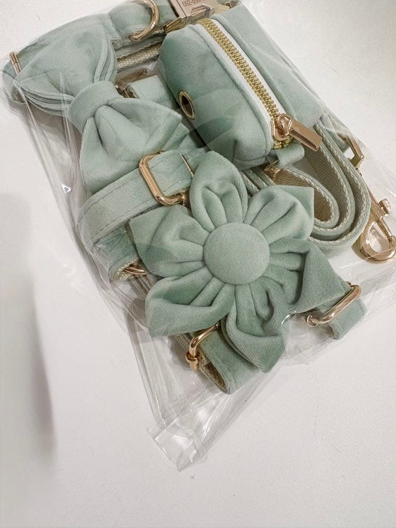 オーダー 名前 ネイム 首輪 ピンク リード ハーネス セット ベルベット