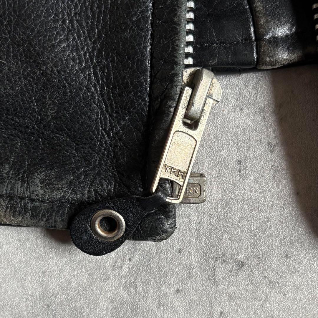 【90s vintage】ライダース　シングル　ファイアパターン　本革　古着