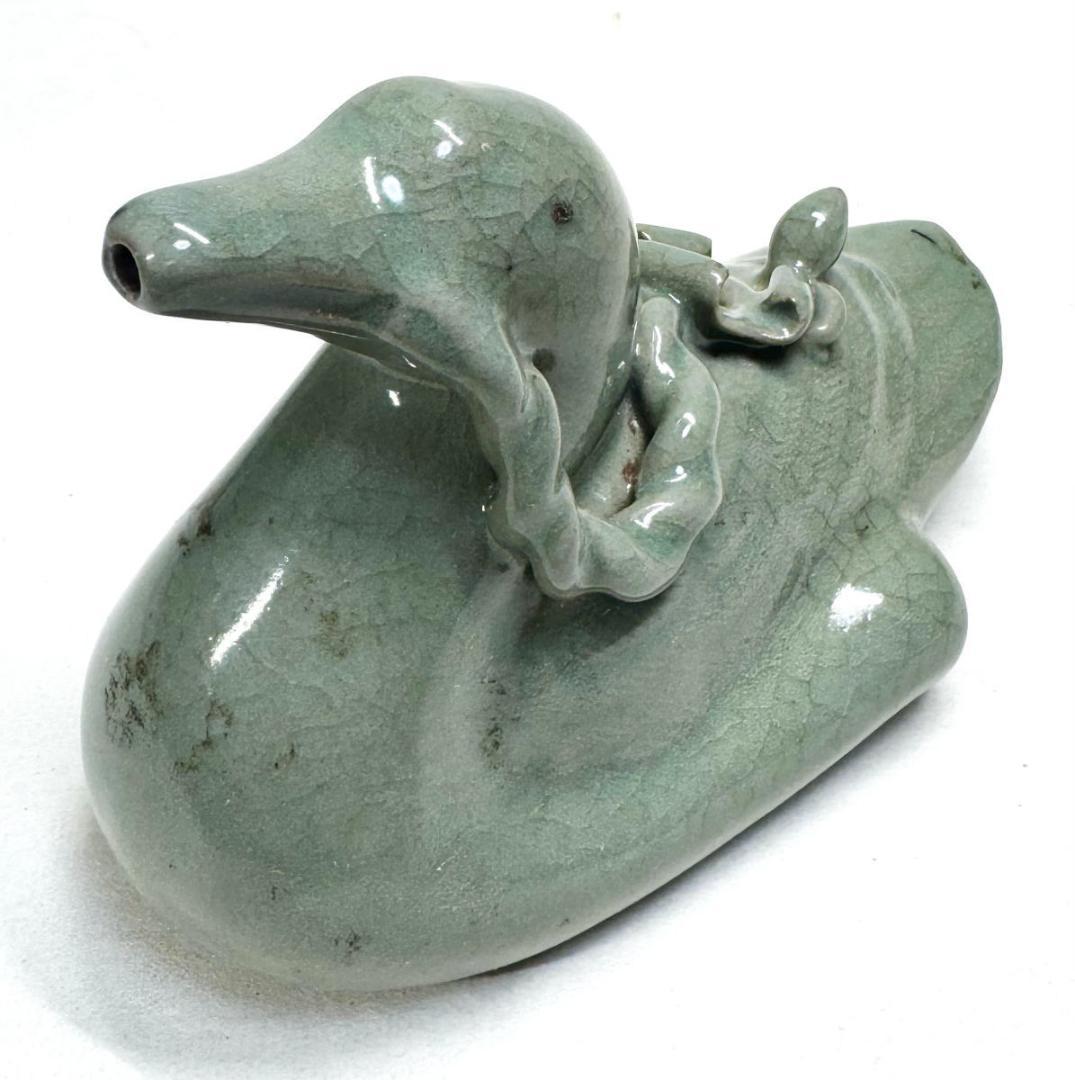 古高麗 青磁水滴 鳥 鳩 アヒル 鴨 硯滴 朝鮮古陶磁器 李朝 WWTT226