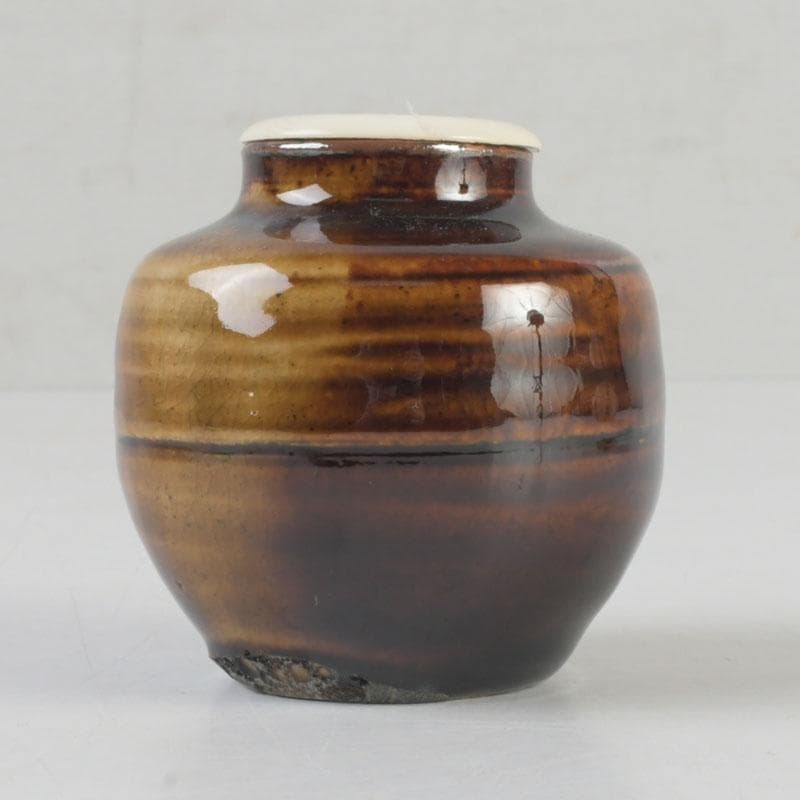 茶道具　瀬戸焼　達郎作　茶入　仕覆付　共箱　V　9689