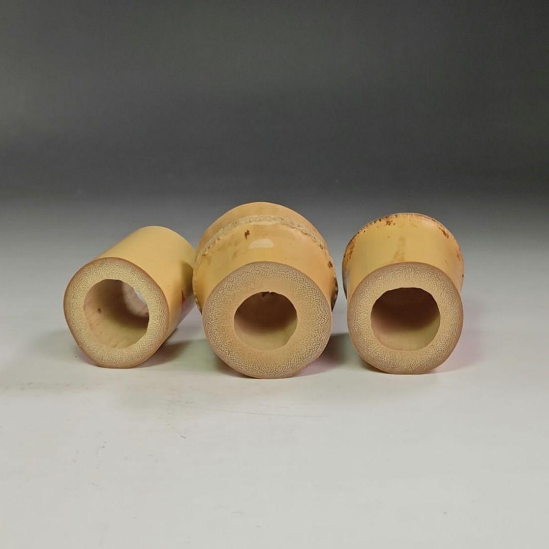 イ874 蓋置『竹器師　宗篤』『炉風炉　吹抜竹三ツ組』『大徳寺　小林太玄　極箱』