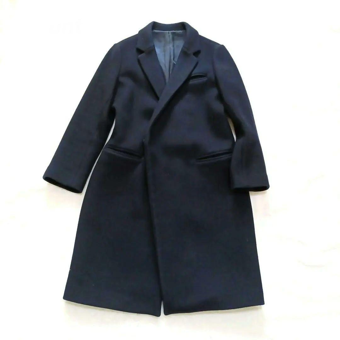 美品 haunt ハウント ウール カシミヤ チェスターコート 38 ネイビー