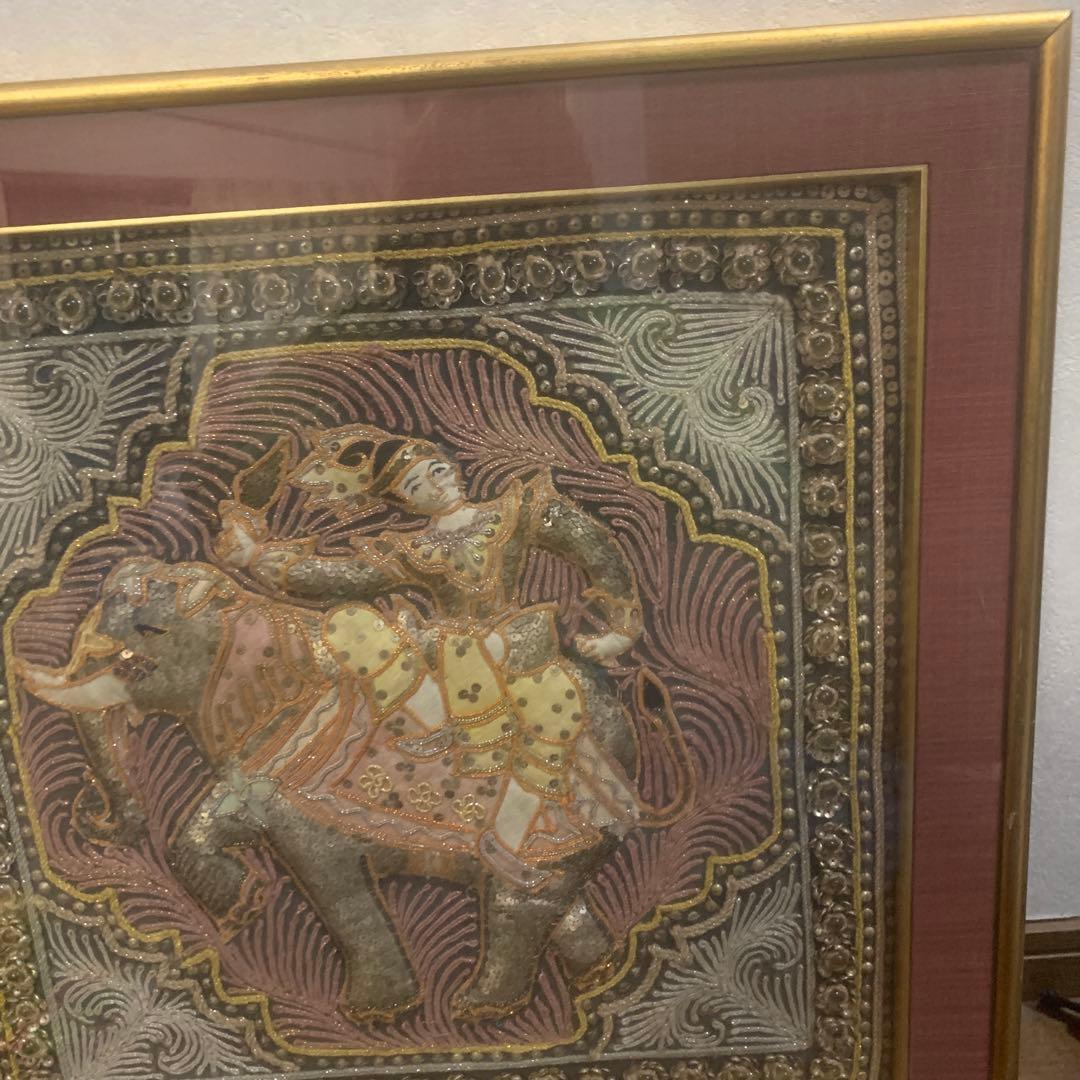 インドの伝統アート 象と騎士の絵