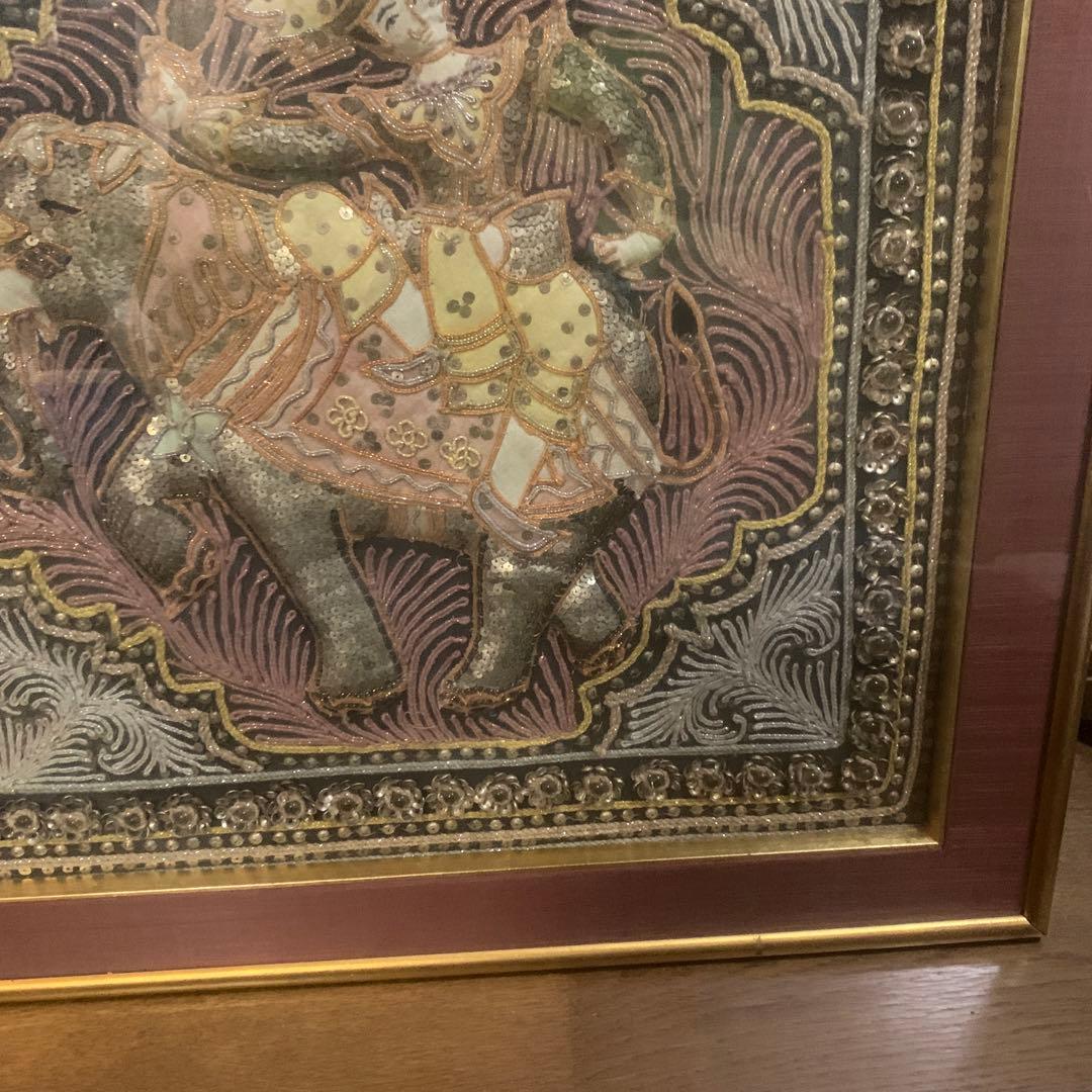 インドの伝統アート 象と騎士の絵