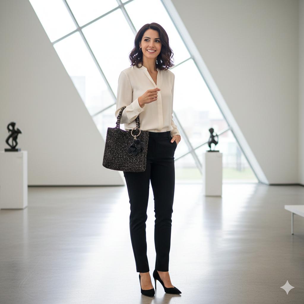 美品　アンテプリマ チャーム付き ワイヤーバッグ スクエア ブラック