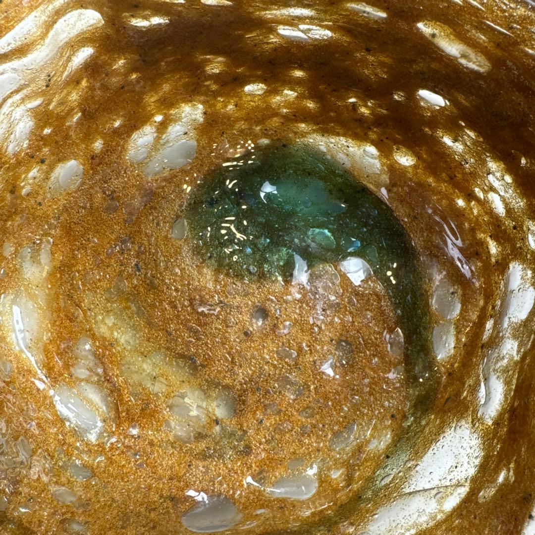 稲嶺盛吉氏.宙吹きガラス.茶泡ガラス.深皿