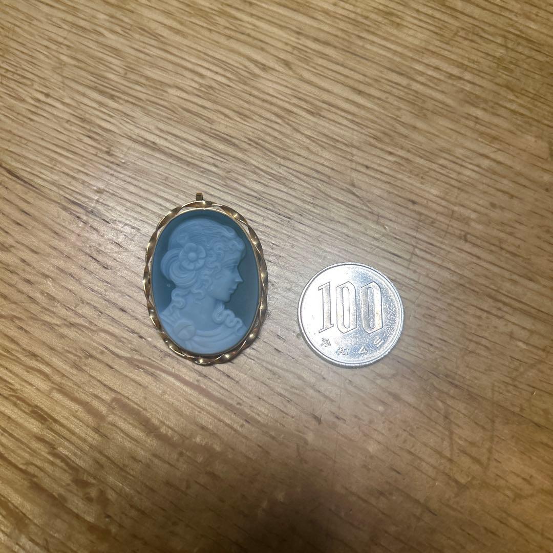 18金メノウカメオブローチ，ペンダント