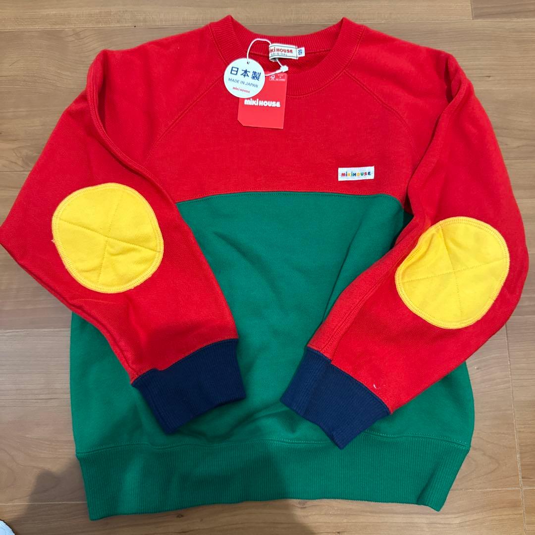 ミキハウス バックロゴ　トレーナー 肘当て　120 日本製
