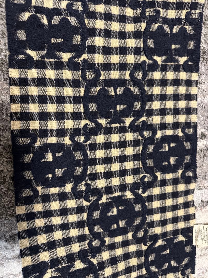 GUCCI チェック柄マフラー ネイビー/ベージュ