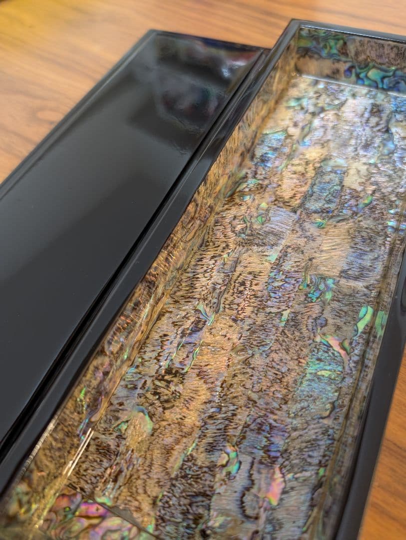 漆器 文箱 蝶と花の模様　未使用品