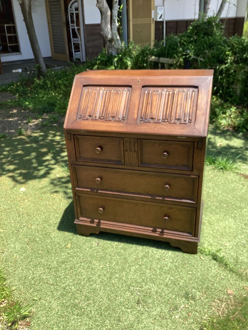 イギリスアンティーク　ライティングビューロー　デスク　キャビネット