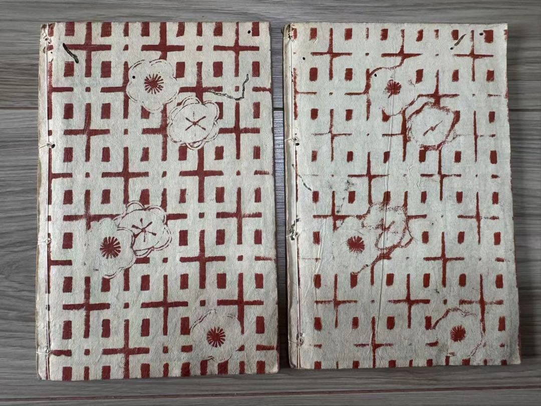 【浮世絵】歌川国貞「傾城文庫四拾餘冊」上・下 二枚続 美人画 江戸後期 冊頁肉筆